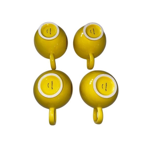 Set Of 4 Teleflora Smiley Face Mugs Planters Ice Cream Bowl Dishes Home Decor - Picture 4 of 12